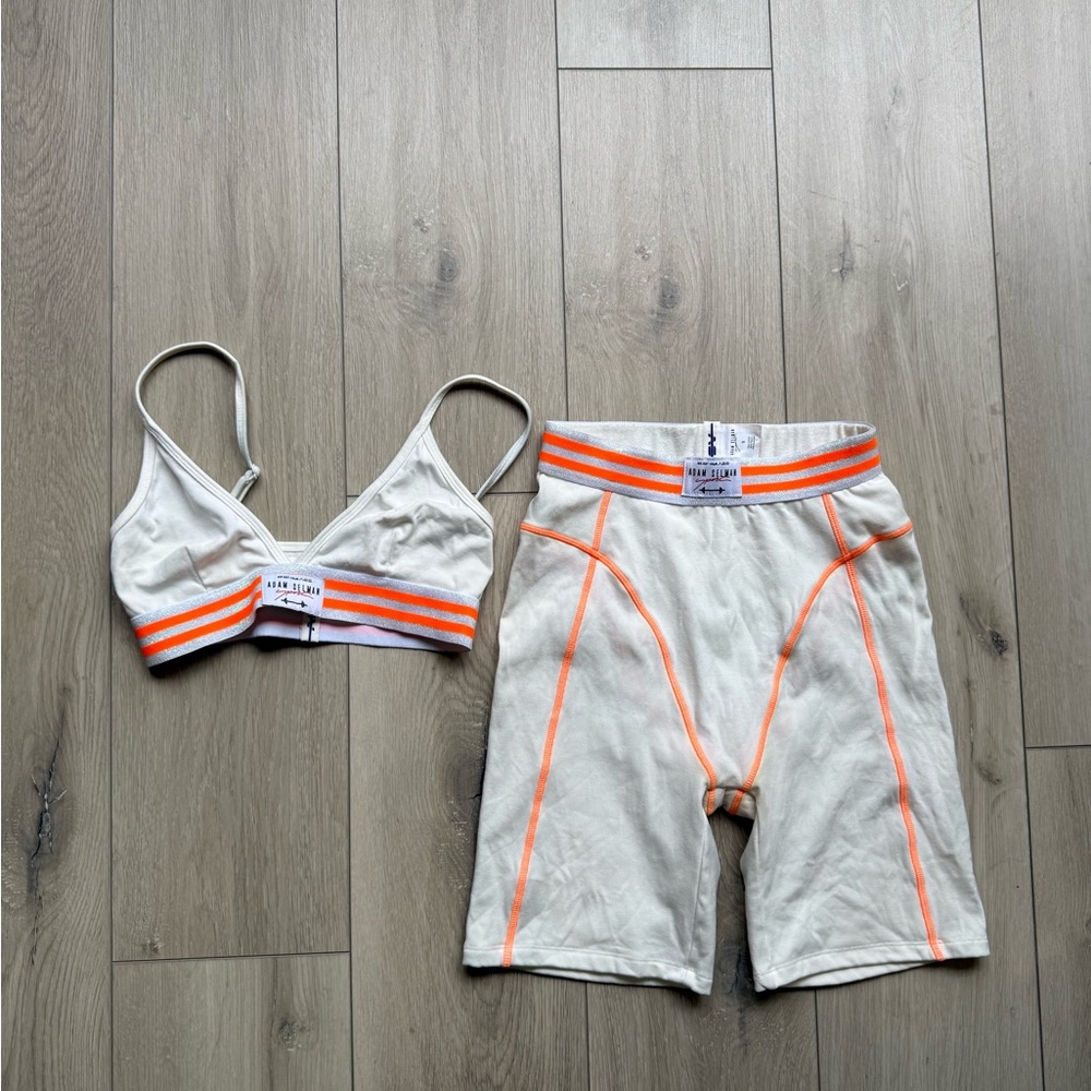White & Orange Bike Shorts Set - Unbranded Women’s Activewear